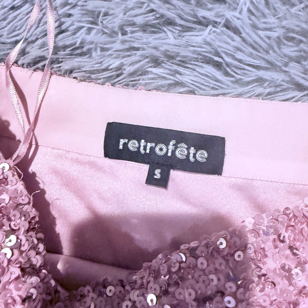 Retrofete Pink Sequin Ruched Mini Skirt - Picture 4 of 7